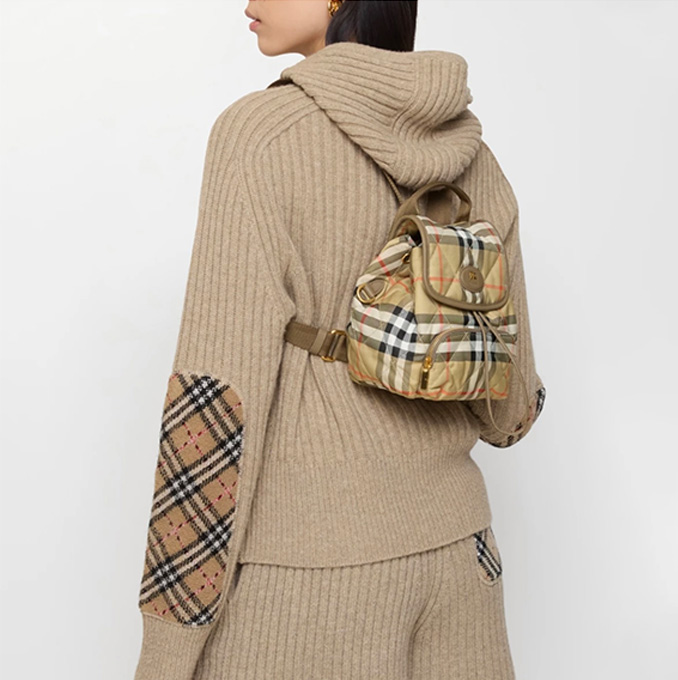 burberry horseshoe quilted check nylon mini backpack